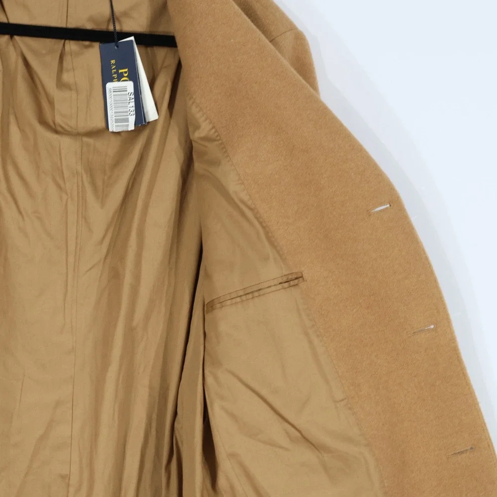 Polo Ralph Lauren Overcoat Men Large Tan Wool Blend Topcoat Luxury $598 NWT